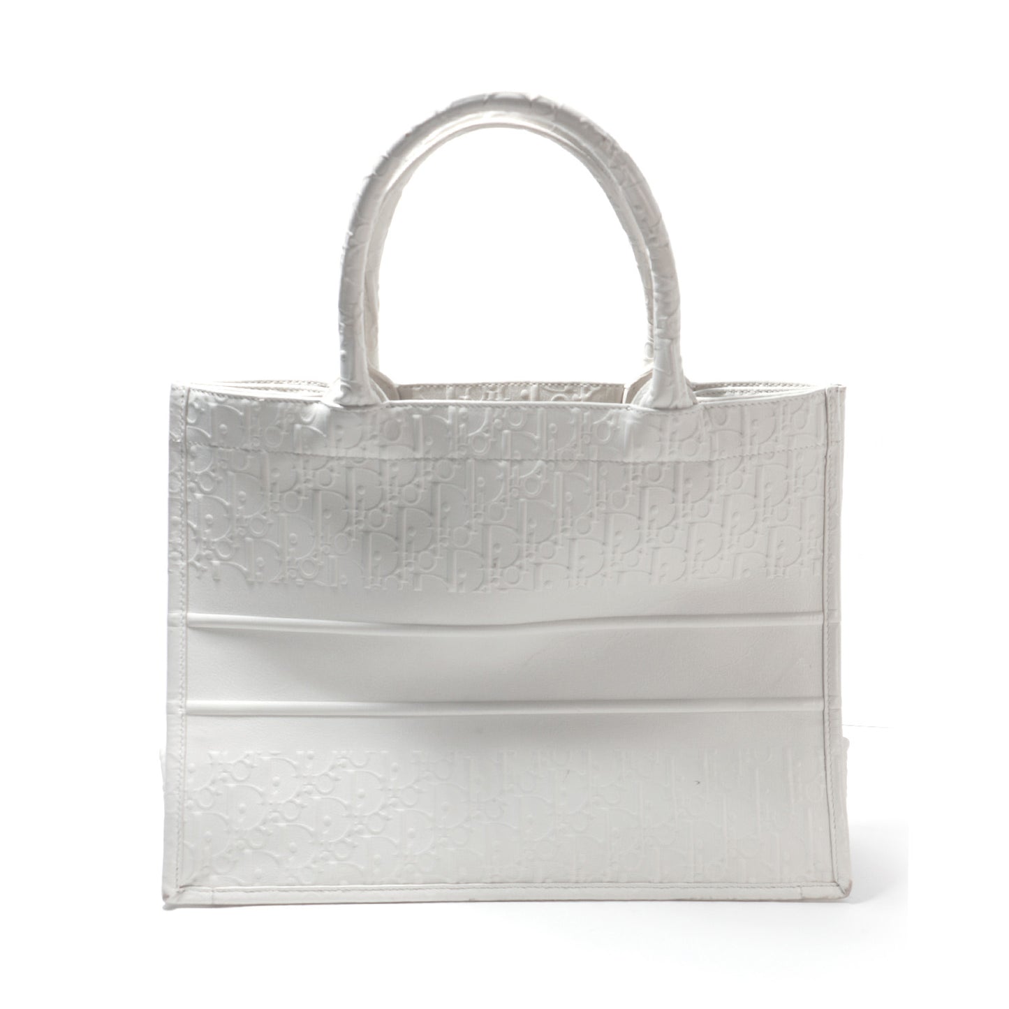 Christian Dior Embossed Medium Book Tote Ivory