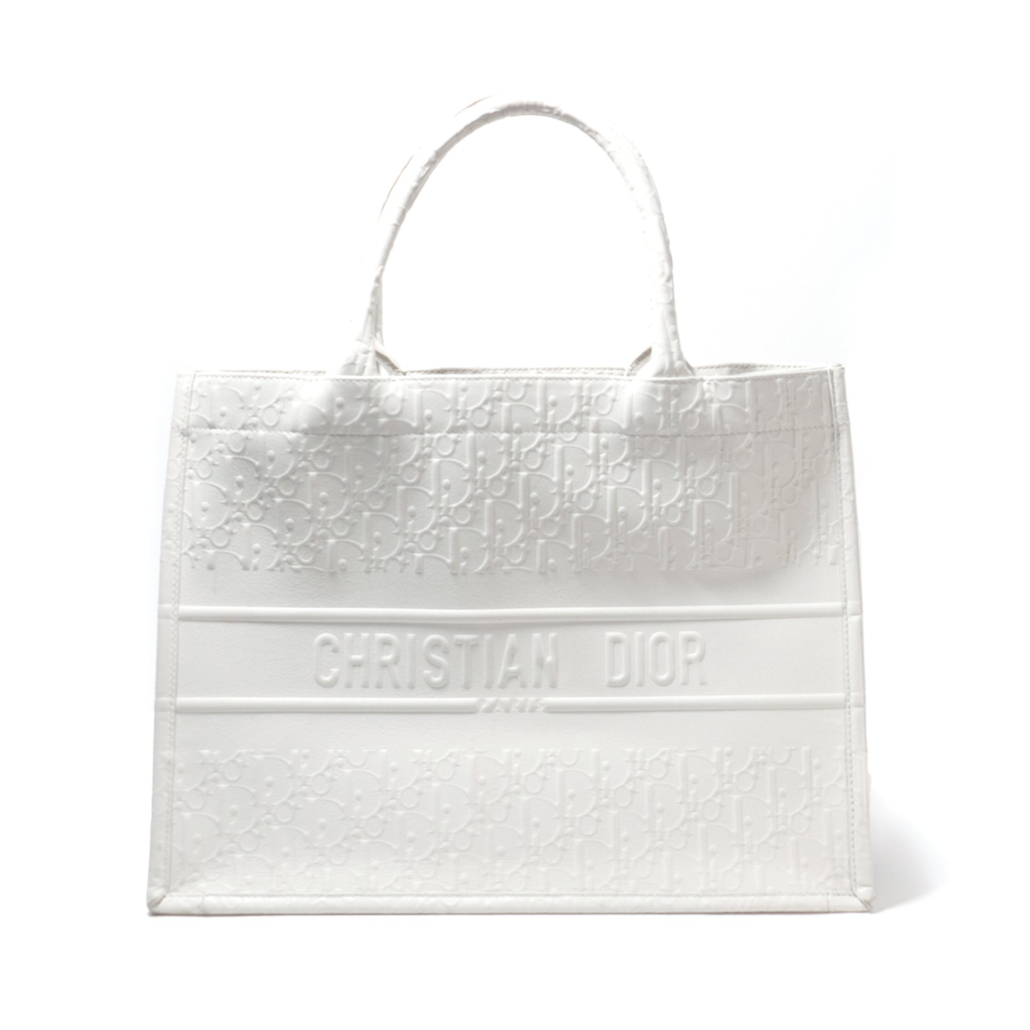 Christian Dior Embossed Medium Book Tote Ivory