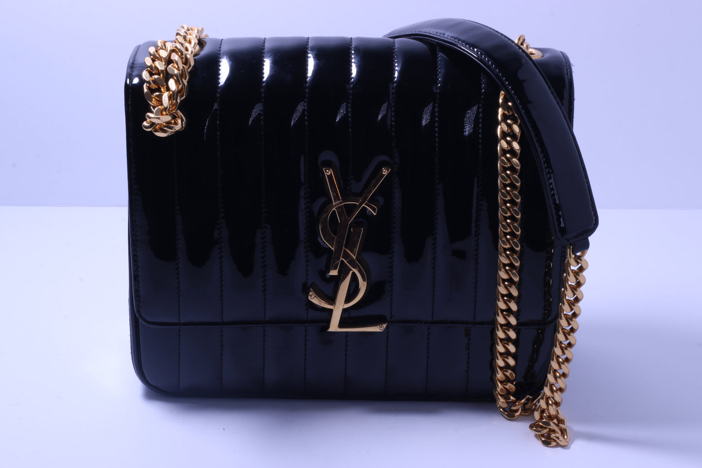 Yves Saint Laurent Quilted Patent-leather shoulder bag