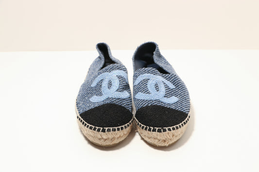 Chanel Blue Denim CC Espadrille 39