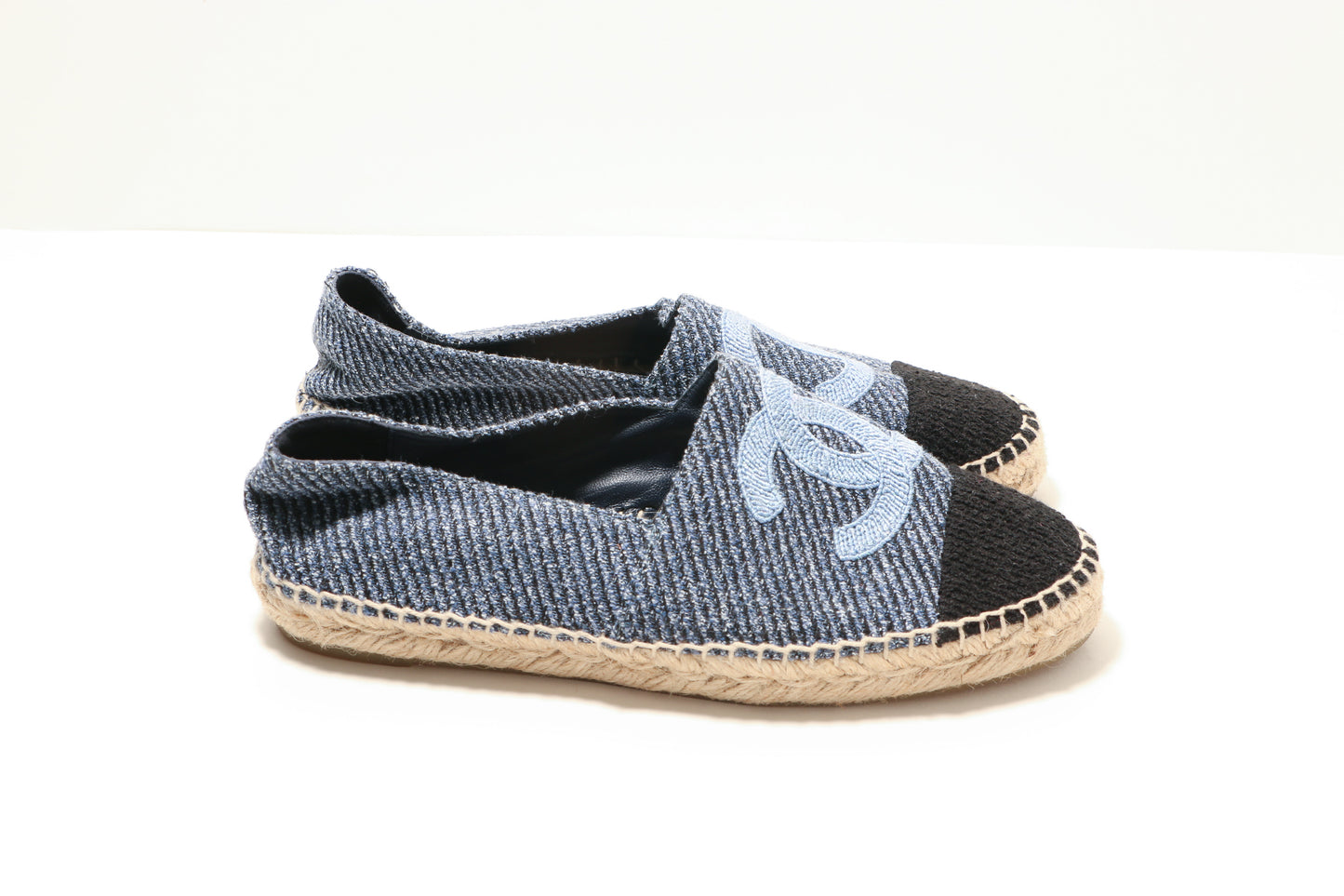 Chanel Blue Denim CC Espadrille 39