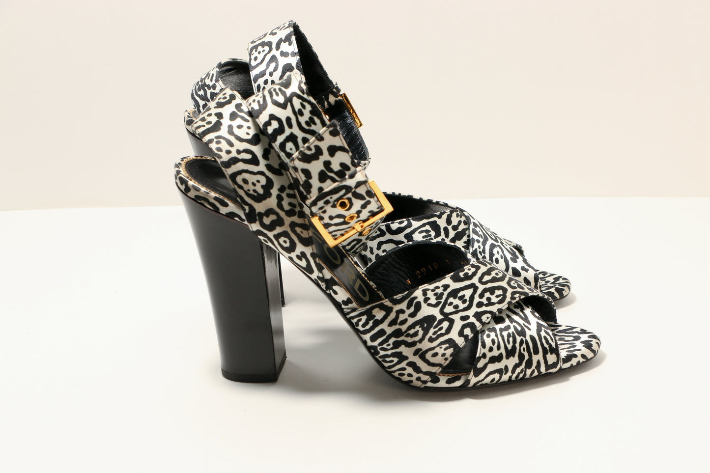 Tom Ford Leopard-Print Satin Block-Heel Sandals