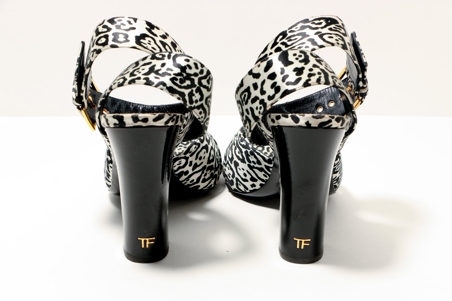 Tom Ford Leopard-Print Satin Block-Heel Sandals