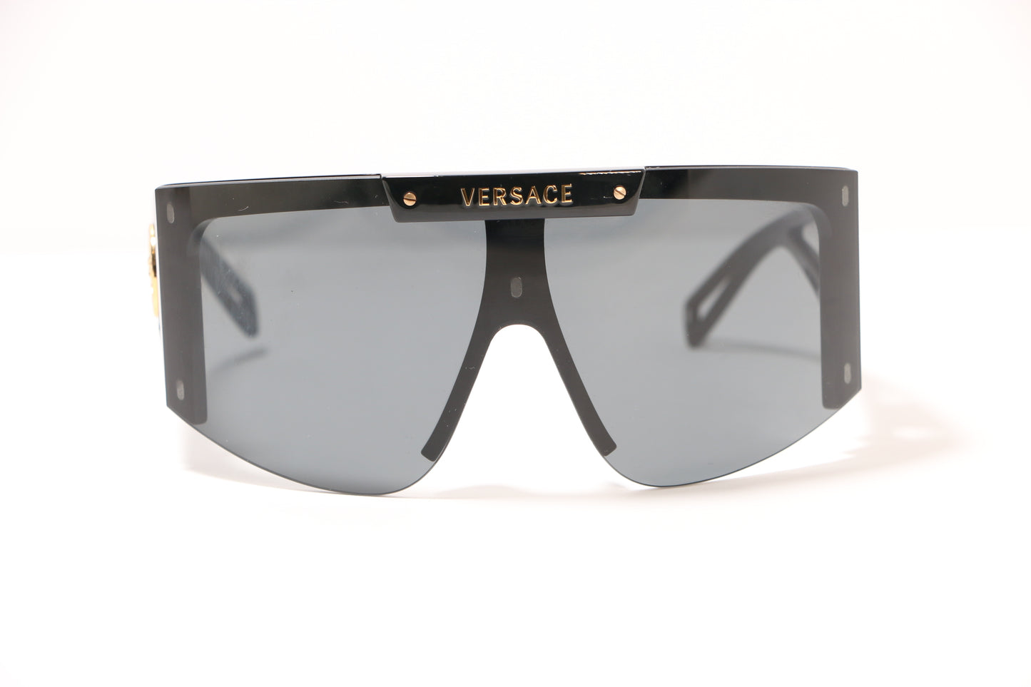 Versace Black/ Purple/Clear  Plastic Shield Sunglasses