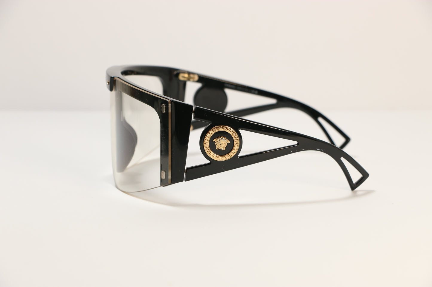 Versace Black/ Purple/Clear  Plastic Shield Sunglasses