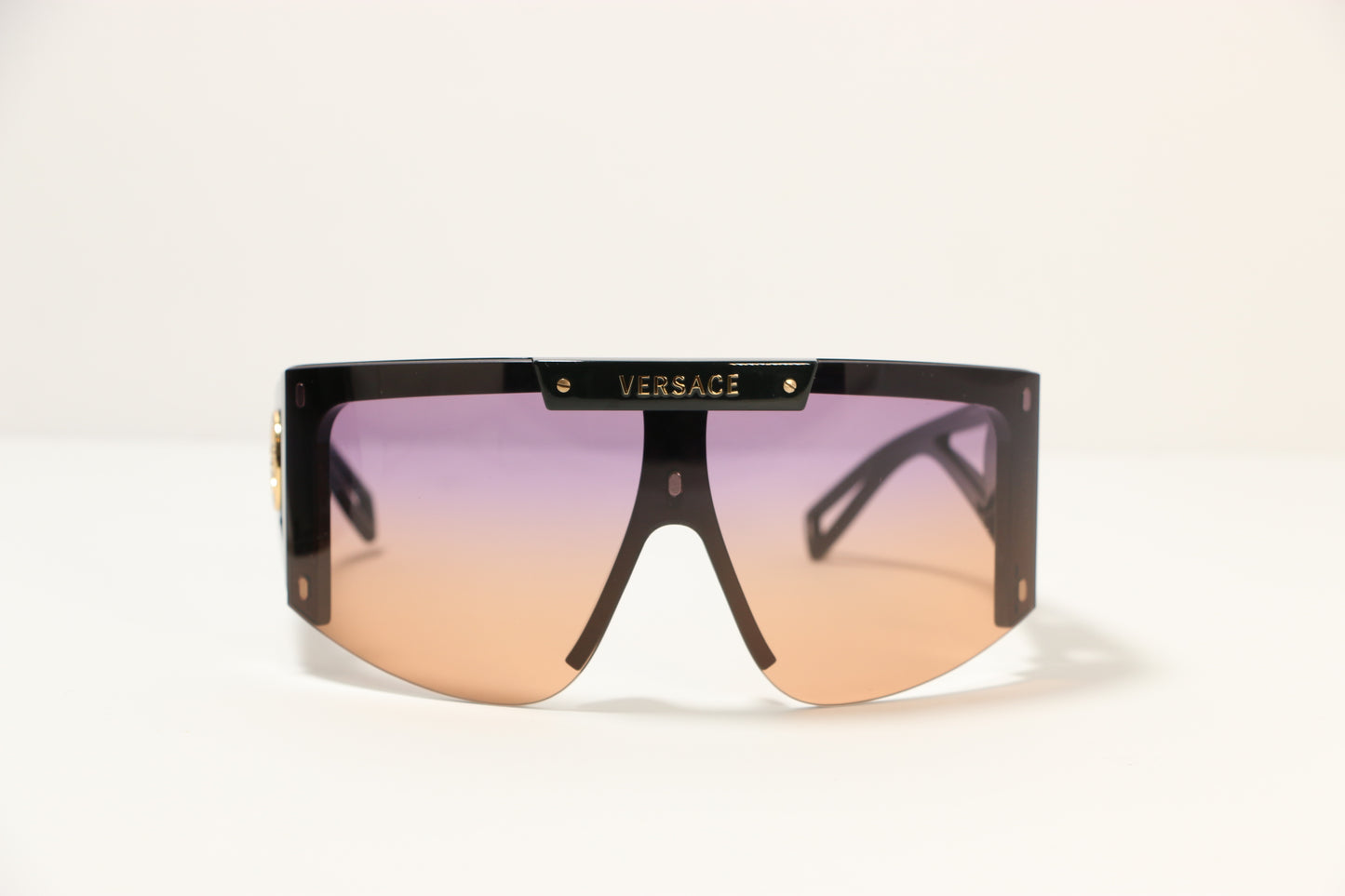 Versace Black/ Purple/Clear  Plastic Shield Sunglasses