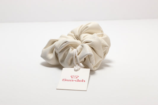 White leather scrunchie