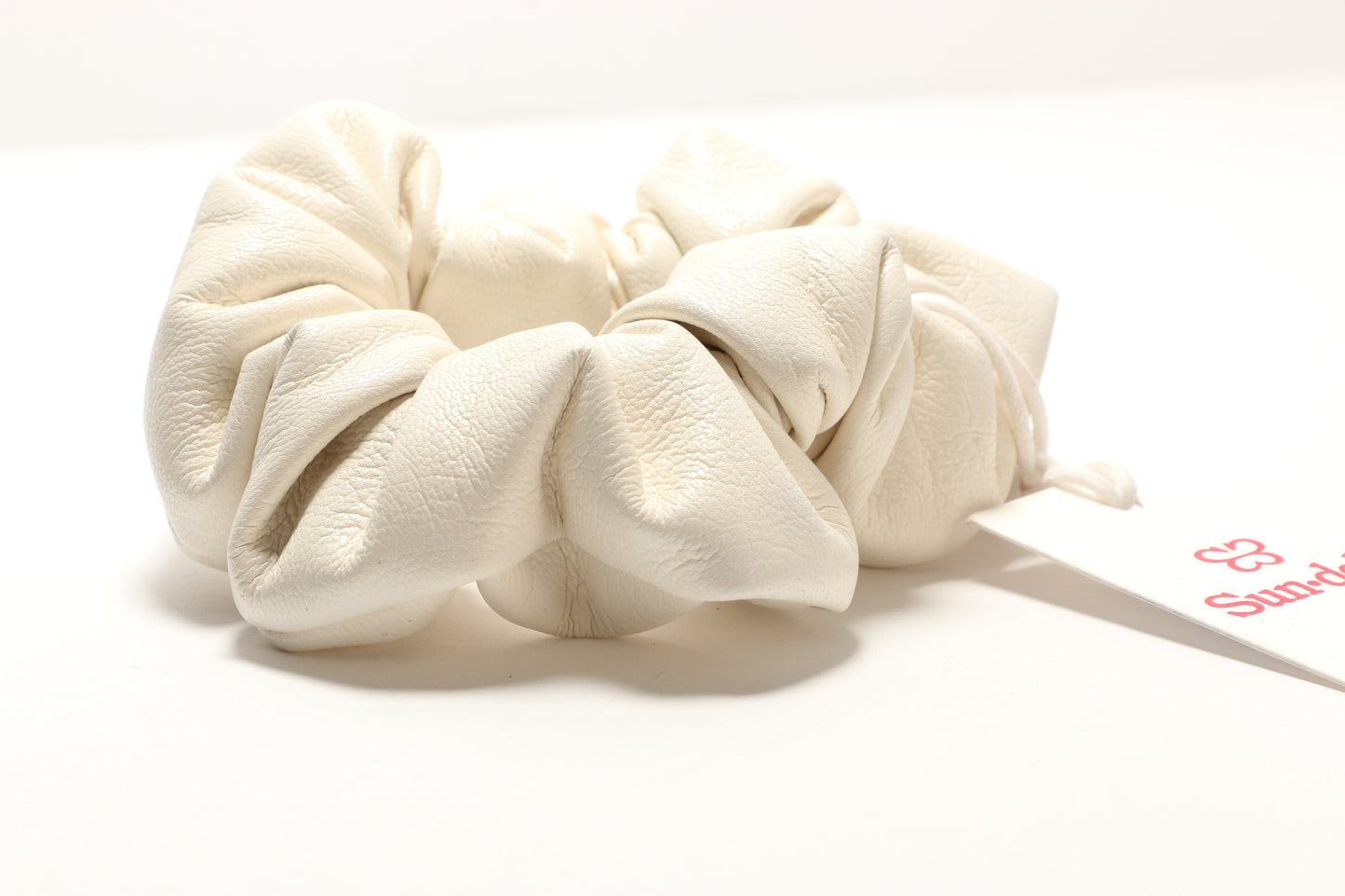 White leather scrunchie